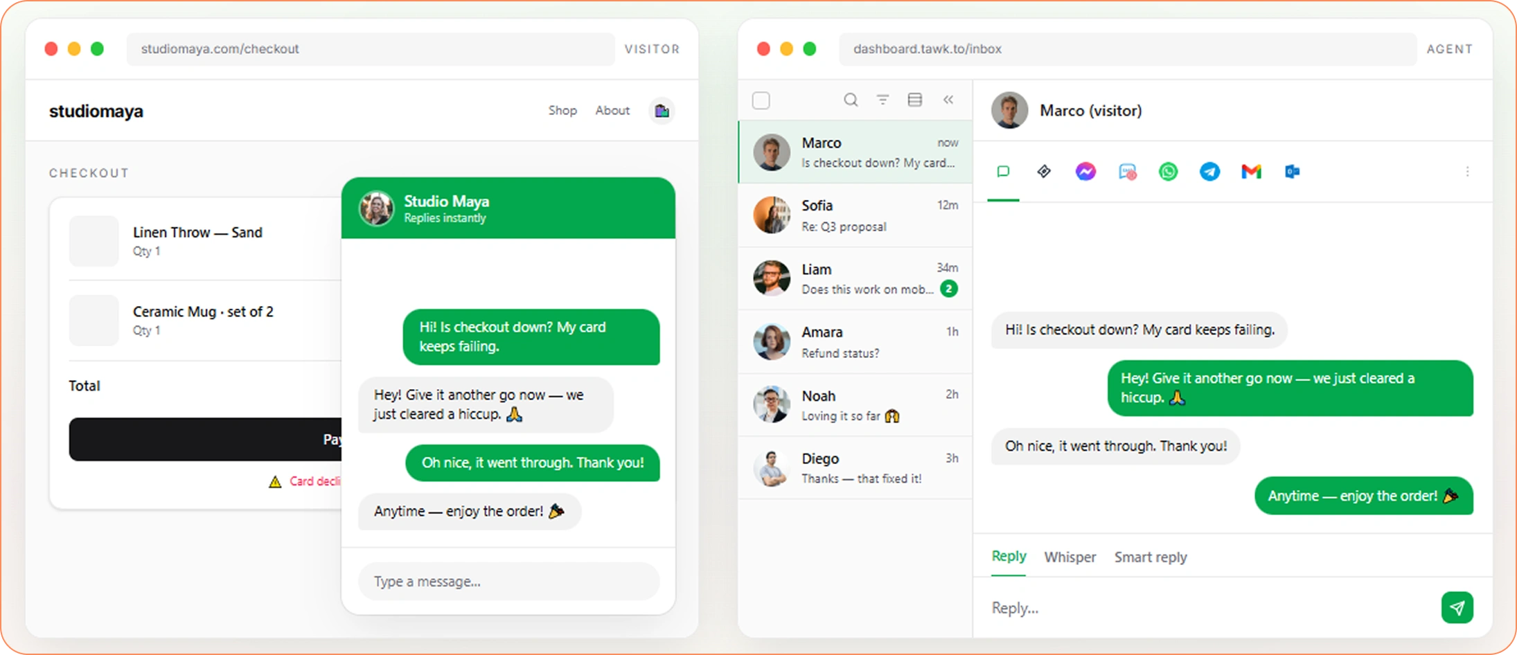 Tawk Live Chat Feature